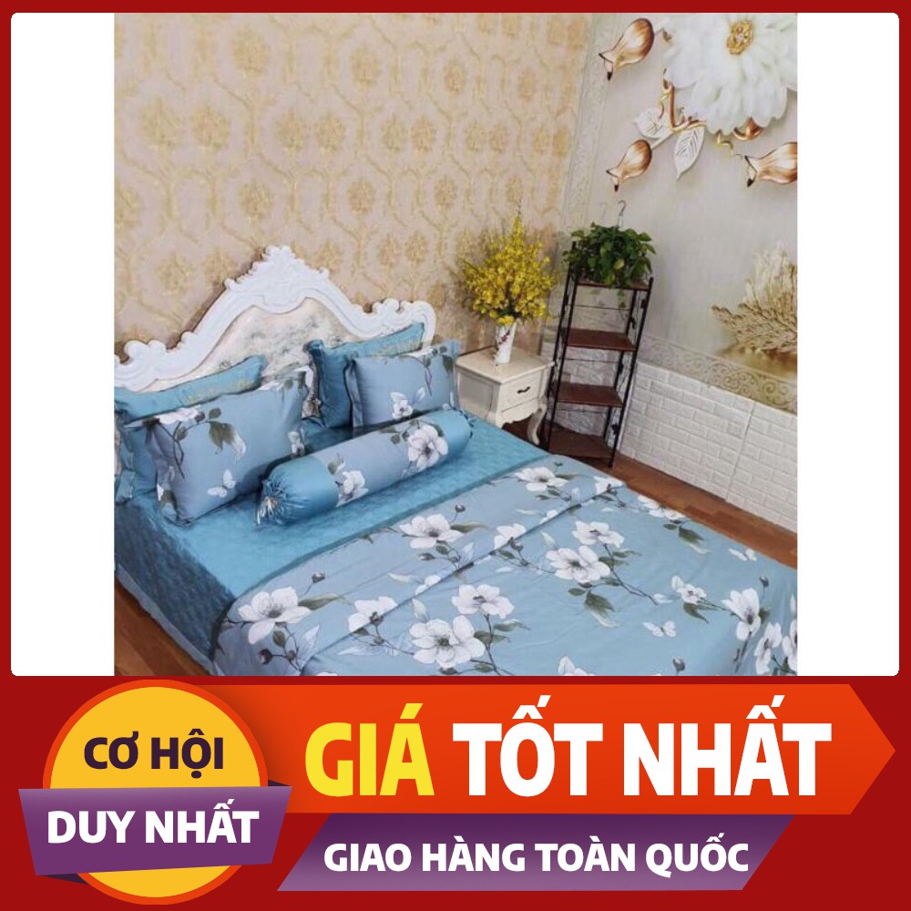 Bộ chăn ga phủ trần bông lụa 60s