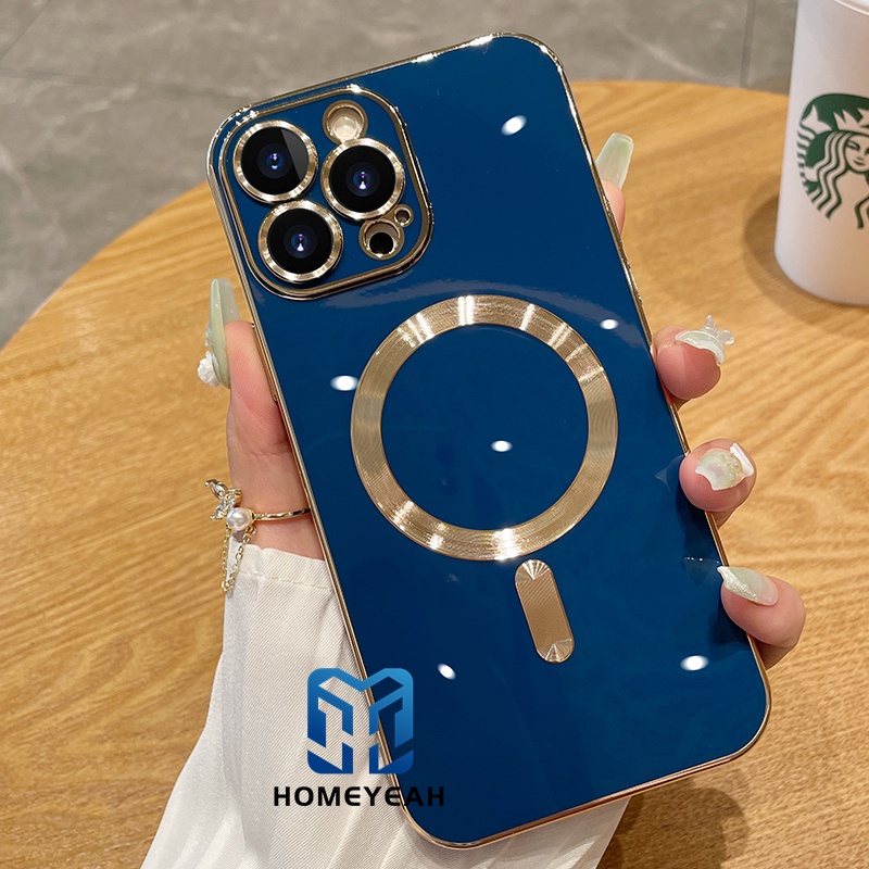 Ốp Điện Thoại Silicon Mềm Nam Châm Mạ Điện Cho iPhone 12 13 11 Pro Max ip13 IP11