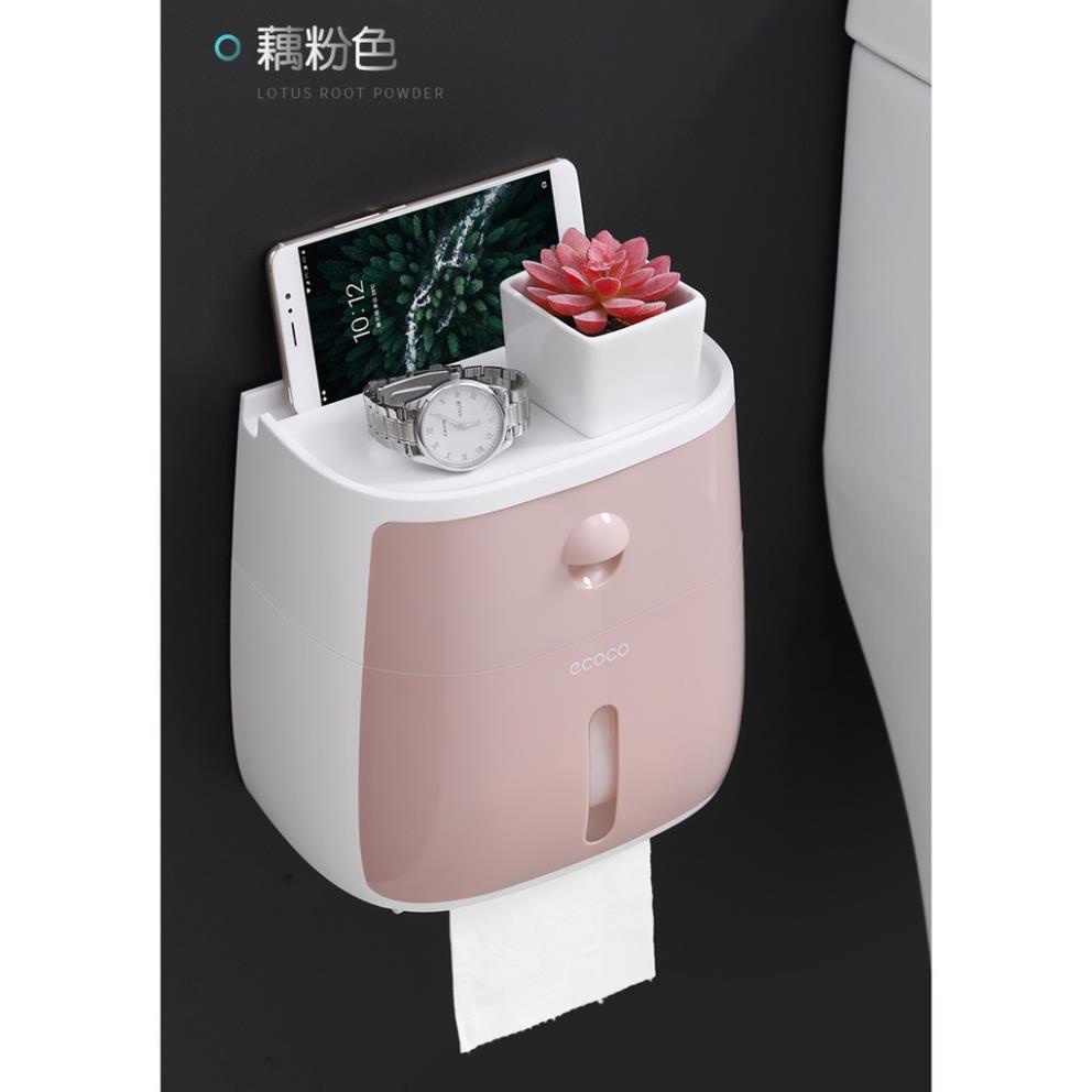 Hộp đựng giấy vệ sinh 2 ngăn Ecoco dán tường cao cấp 2 tầng ( tuyển khách sỉ)