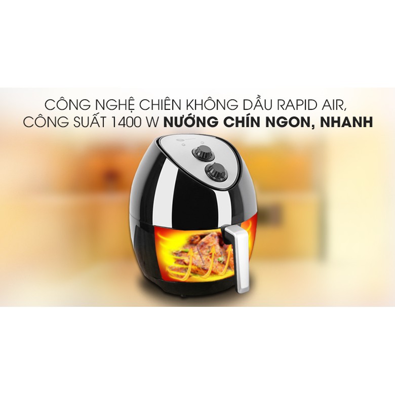 Nồi chiên không dầu Mishio MK-41 4.4 lít Đen (Mới 100%, bảo hành chính hãng 12 tháng)