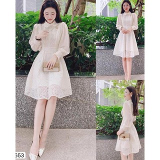[CÓ ẢNH THẬT] ĐẦM REN TAY DÀI CỔ SEN