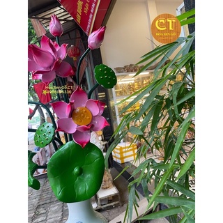 Hoa Sen Gỗ ( Sen Hồng ) Cắm Bình Sứ ( Không Kèm Bình )