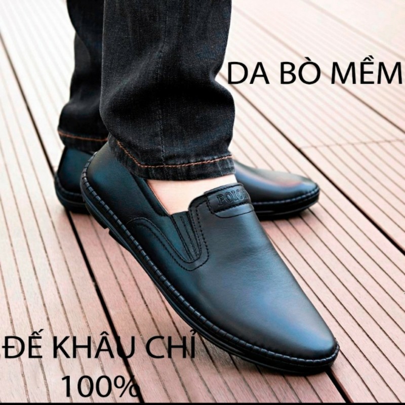 [siêu phẩm] giày lười nam da bò (tặng hộp xi)