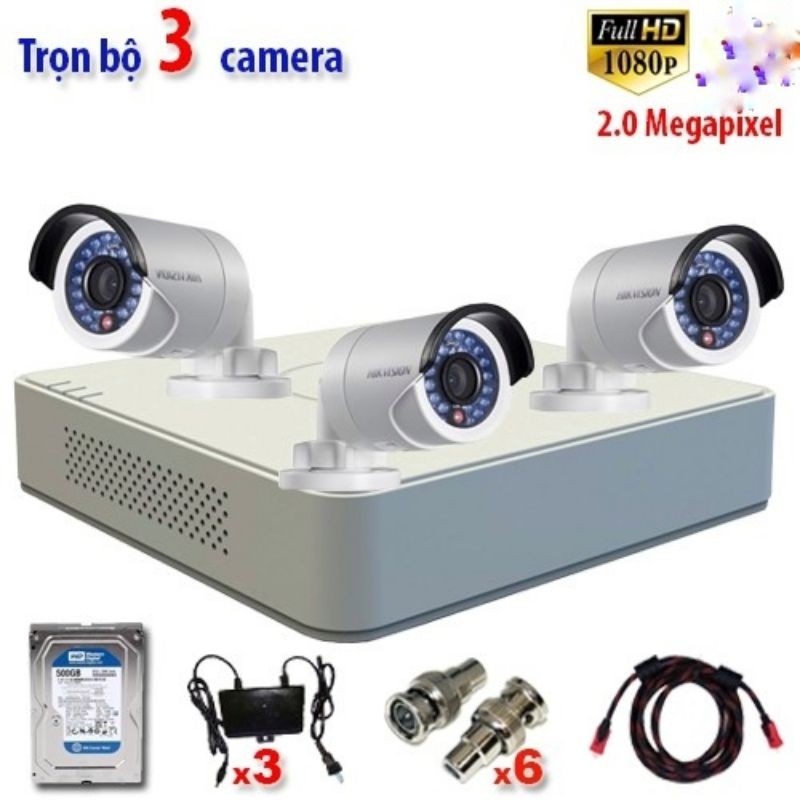 [Bộ 1-4 2MP]Trọn Bộ Camera Hikvision 2MP DS-2CE16B2-IRP HD 1080P - Hàng Chính Hãng Bảo Hành 24 Tháng