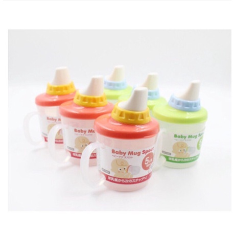 (HÀNG NHẬT) CỐC TẬP UỐNG NƯỚC CÓ TAY CẦM BABY MUG NHẬT CHÍNH HÃNG.