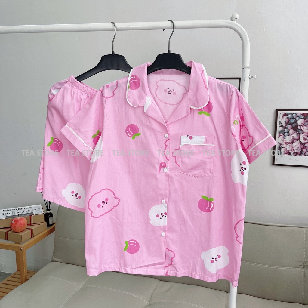 Bộ đồ chất thô Tea Store họa tiết dễ thương