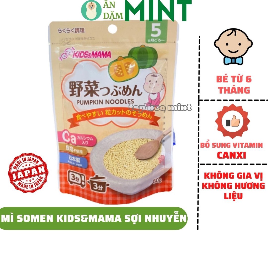 Mì somen tách muối sợi nhuyễn kids&amp;mama cho bé từ 6 tháng - Mint ăn dặm