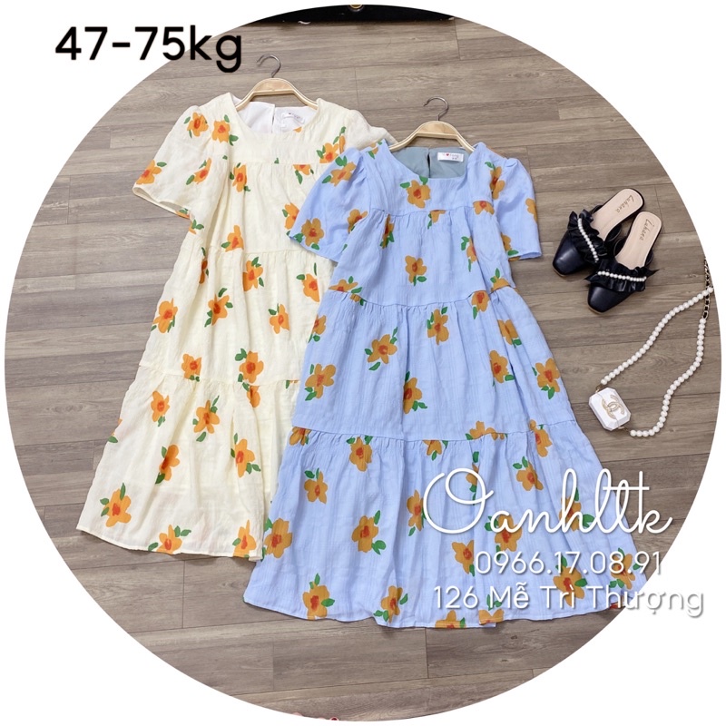 ĐẦM BẦU HOA SIÊU MỀM MÁT(47-75kg) - Váy bầu mùa hè dáng tầng