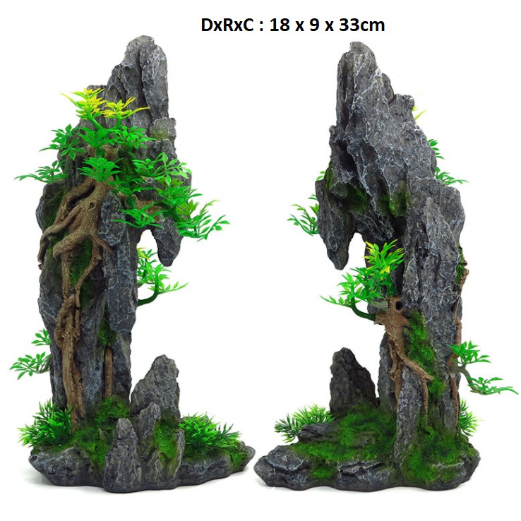 Mô hình non bộ dáng cột trụ chống trời trang trí bể thủy sinh, bể cá cảnh, tép cảnh, bể bán cạn, DIY