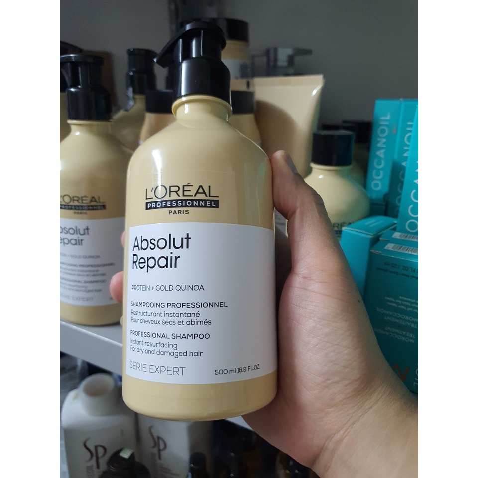 Dầu gội Loreal Professionnel phục hồi tóc hư tổn Serie Expert Absolut Repair Gold 300ml 500ml 1500ml