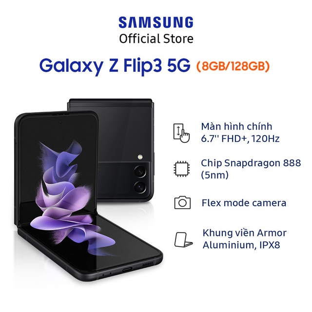 [Mã ELSSHOT giảm 5% đơn 3TR] Điện Thoại Samsung Galaxy Z Flip3 5G 128GB