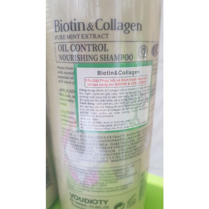 Bộ gội xả biotin colagen phục hồi (gội1000ml +xả 1000ml)