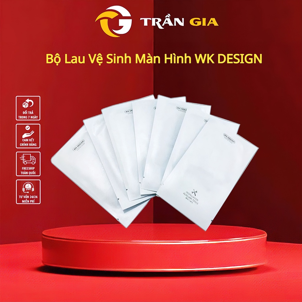 Bộ khăn lau vệ sinh màn hình chính hãng WK hỗ trợ làm sạch màn hình điện thoại