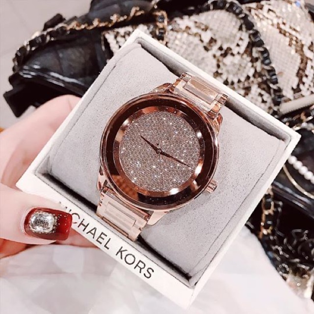 🌻🌼Đồng Hồ Nữ MICHAEL KORS MK6210 Kinley Crystal Pave Rose Dial with Rose gold-tone bracelet Ladies Watch 40mm