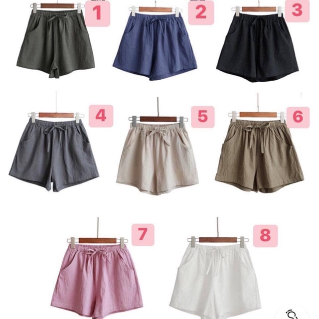 Quần sooc cạp chun chất đũi - ảnh thật