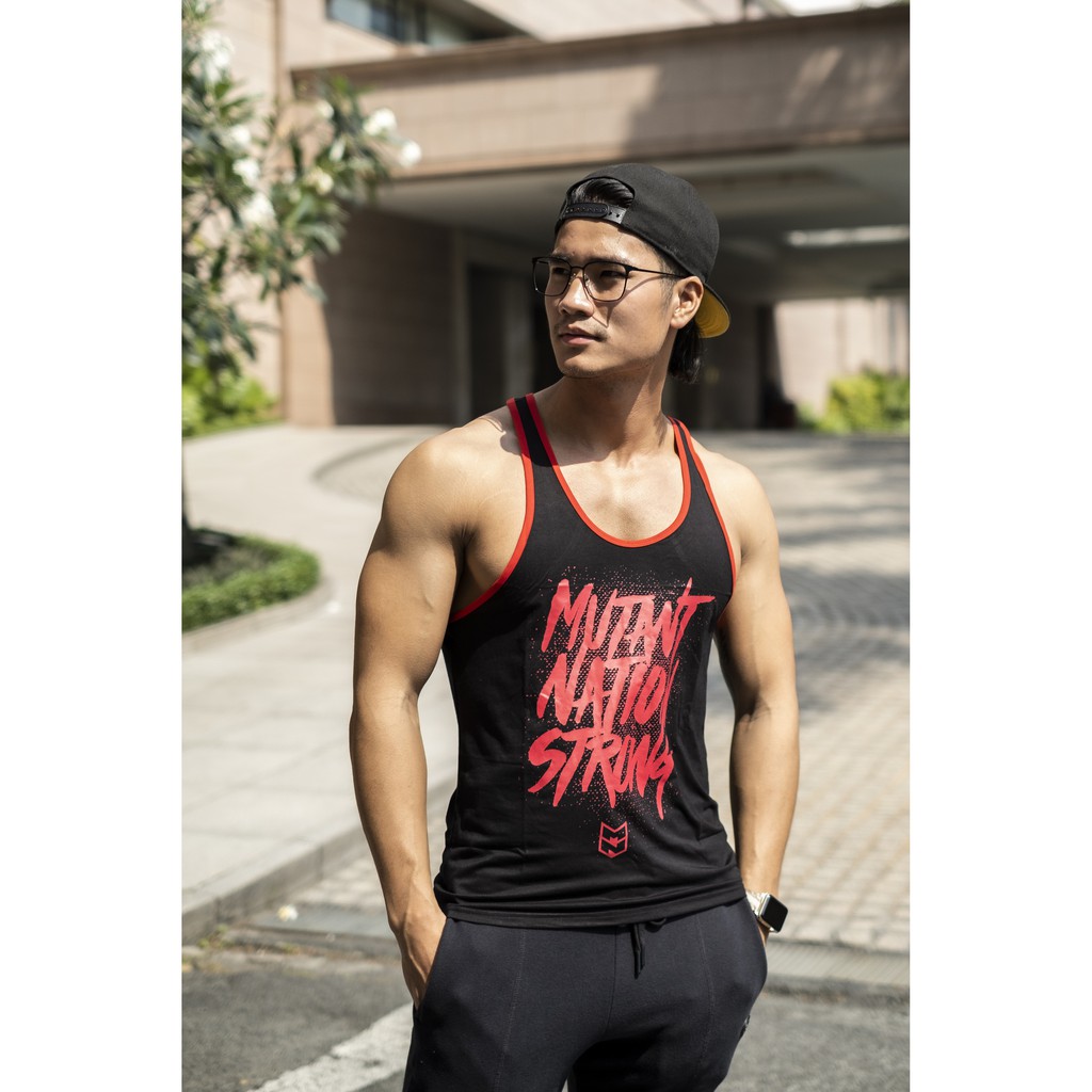 Áo Ba Lỗ Thể Thao Nam Tập Gym Mutant Hàng Chính Hãng - Màu Đen Chữ Đỏ