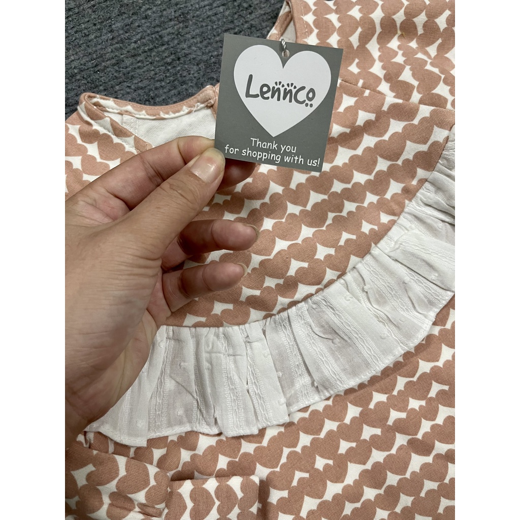 Set bé gái LEN.NCO trái tim hồng viền bèo trắng