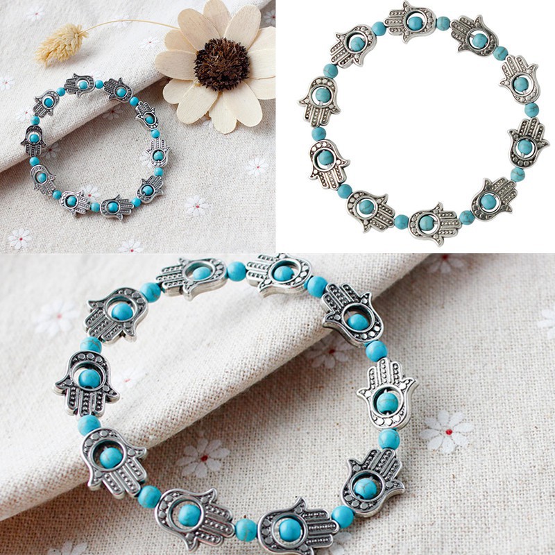 Palm Alloy Bangle Bracelet Bohemian Turquoise