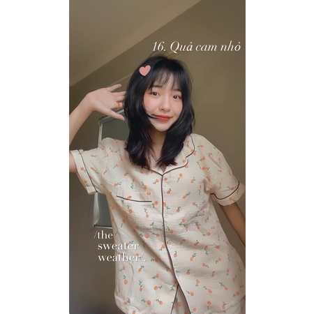 Bộ đồ ngủ pijama nữ ngắn tay chất xô đũi in hình dễ thương - The Sweater Weather | BigBuy360 - bigbuy360.vn