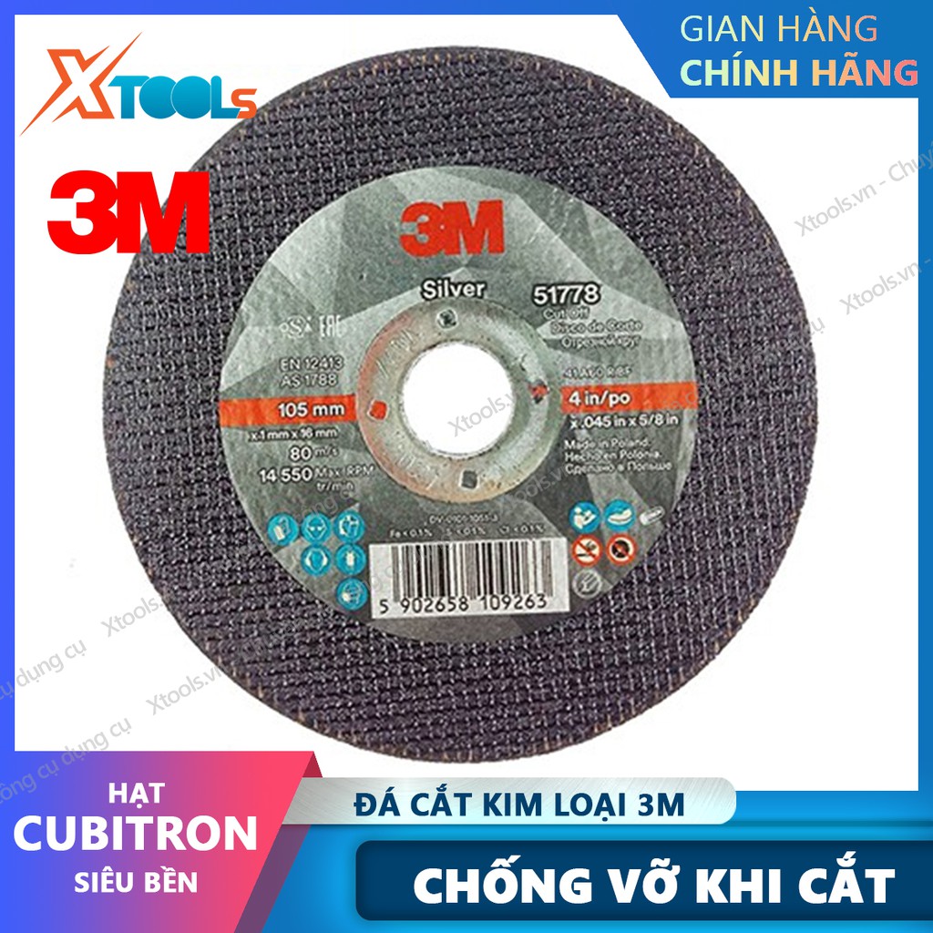 Đá cắt kim loại hạt CUBITRON 3M 51778 105mm, đĩa cắt sắt mini tròn cao cấp siêu bền chống vỡ chống mòn 4inch