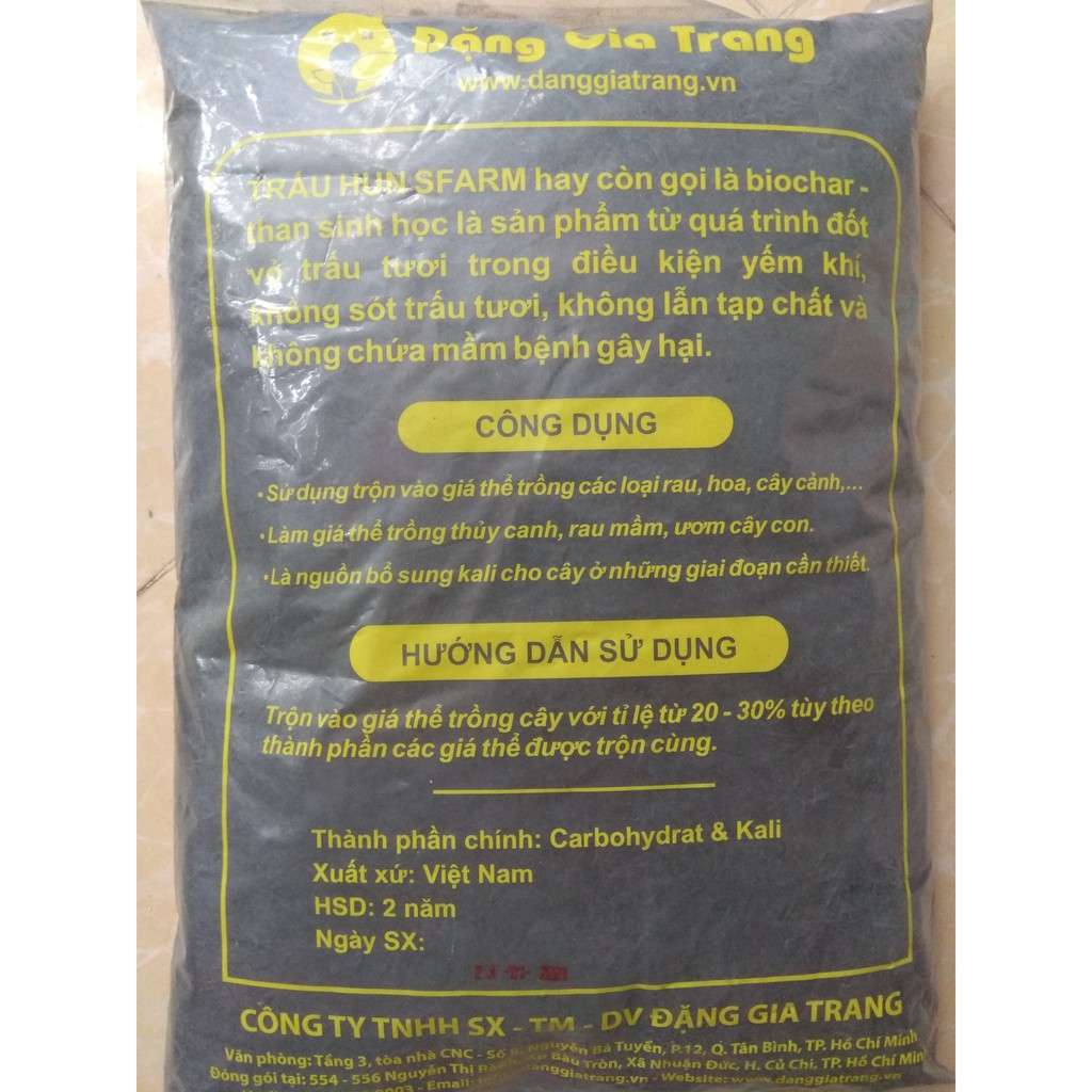 Trấu hun - than sinh học không lẫn tạp chất - gói 5dm3, khoảng 400 -600gram