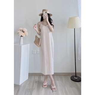 Váy lụa 2 dây dáng dài