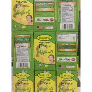 Viên uống vitamin e 500iu collagen+c 100v của mỹ