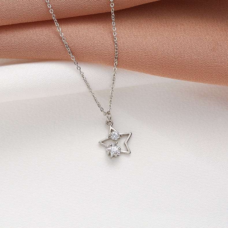 XiaoboACC Vòng cổ Mạ Bạc Nhiều Mặt Tùy Chọn Đính Đá Thời Trang Cho Nữ - 45CM+5CM