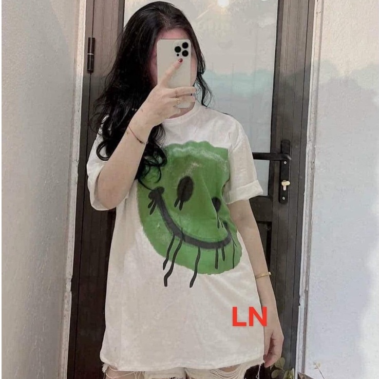 Áo Thun Tay Lỡ Mặt Cưới Màu Xanh Chất Vải Cotton Dày Mịn, Áo Phông Unisex Form Thụng 65kg