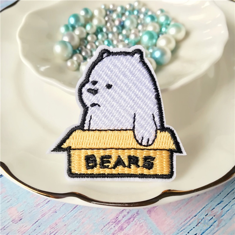 ♚ Miếng Dán Ủi Quần Áo Hình we bare bears Hoạt Hình ♚ 1 Huy Hiệu Cài Áo Hình Gấu Trúc Băng Giá