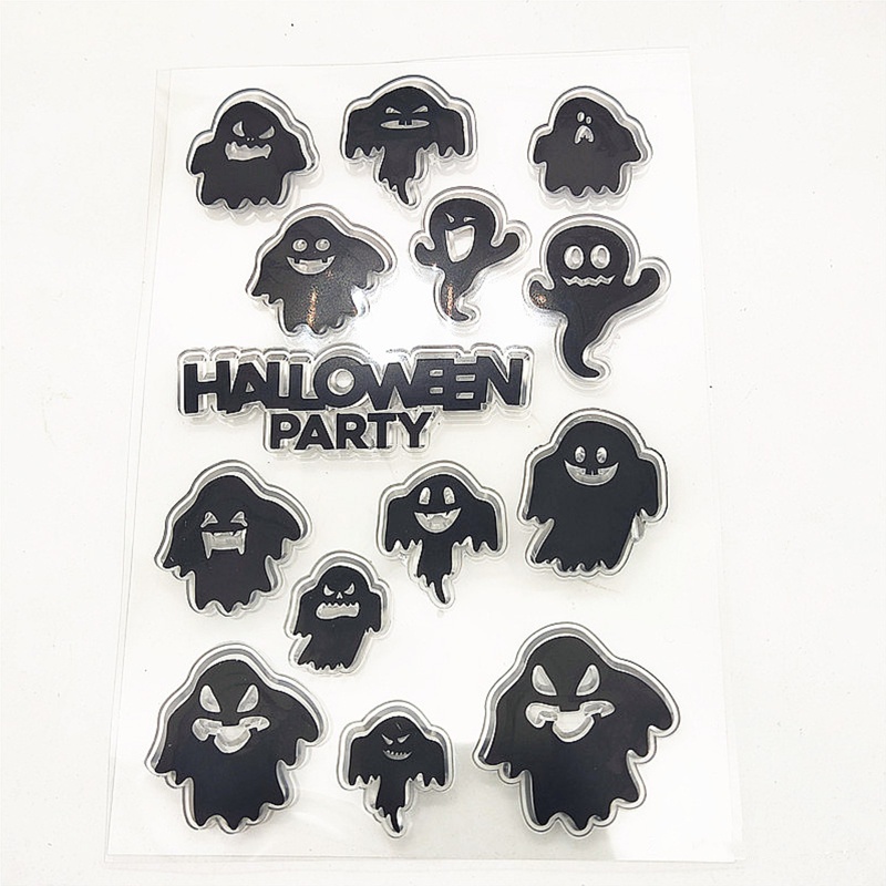 Con Dấu Silicon Trong Suốt Hình Ma Trang Trí Halloween
