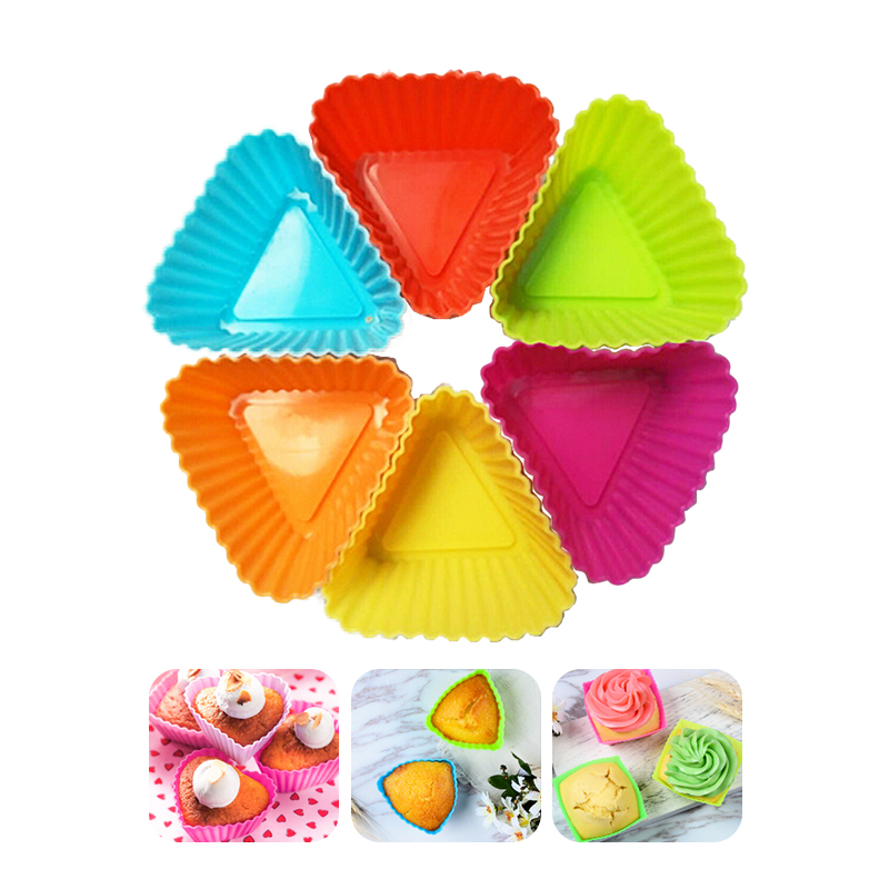 1 Khuôn Silicone Làm Bánh Cupcake Tạo Hình Ngôi Sao / Trái Tim / Bông Hoa Tiện Dụng