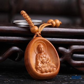 Móc Khóa Gỗ Khắc Hình Phật May Mắn