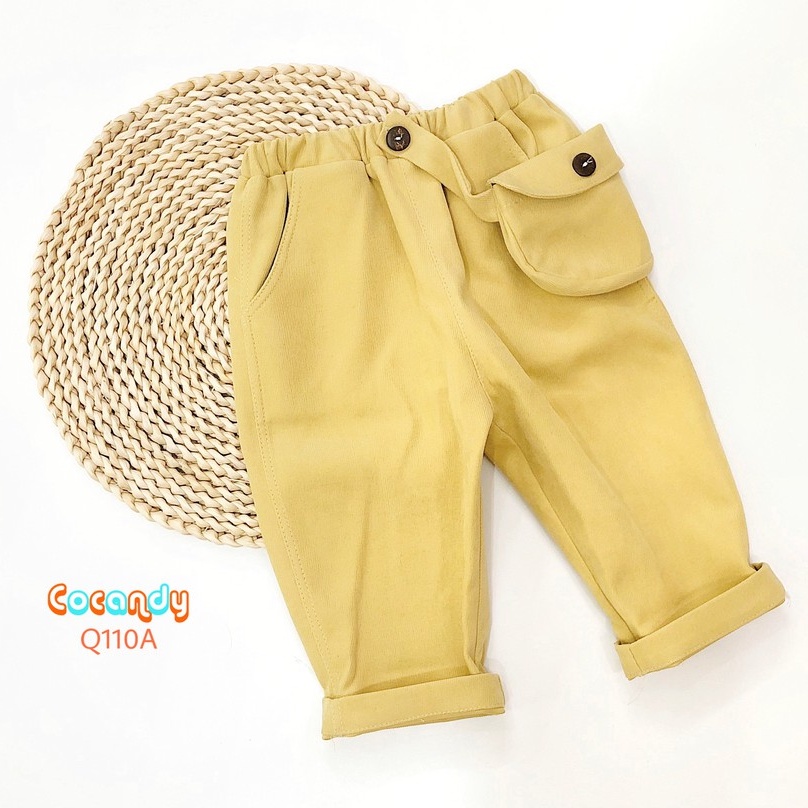 [Cocandy Official Store] Quần cho bé túi hộp chất liệu nhung mịn màu vàng