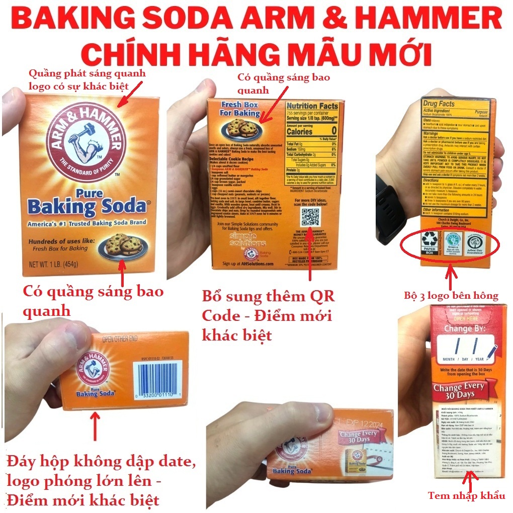 Baking soda làm trắng răng, tẩy rửa, tẩy trắng quần áo, làm bánh, tẩy tế bào chết da chết, thông tắc cống 454g OGANICO
