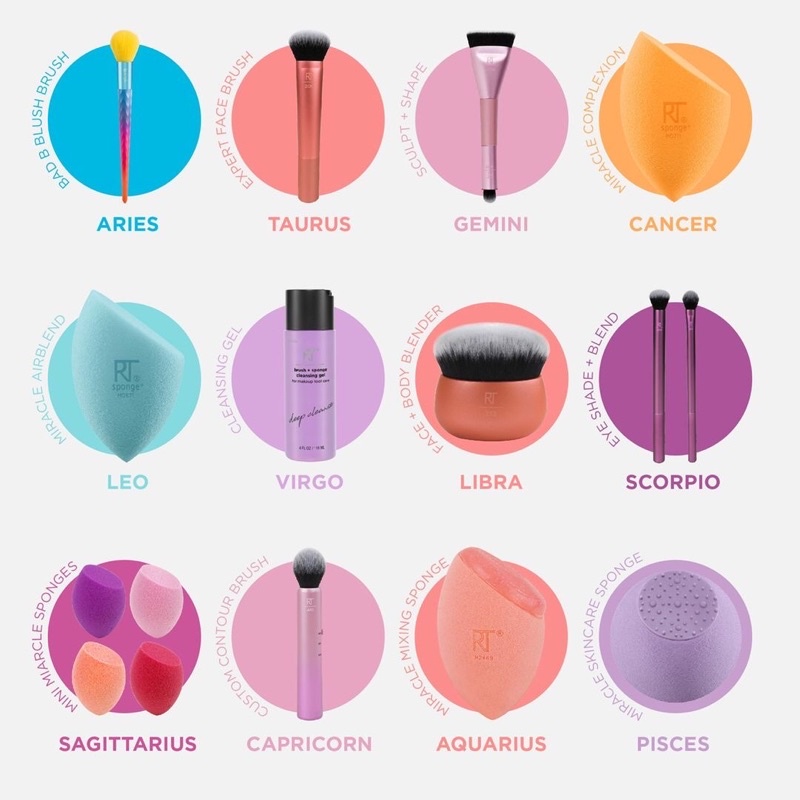Tổng hợp set cọ và mút RT REAL TECHNIQUES brush, sponge realtechnique