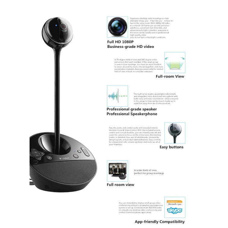 Webcam Logitech BCC950 - Hàng Chính Hãng