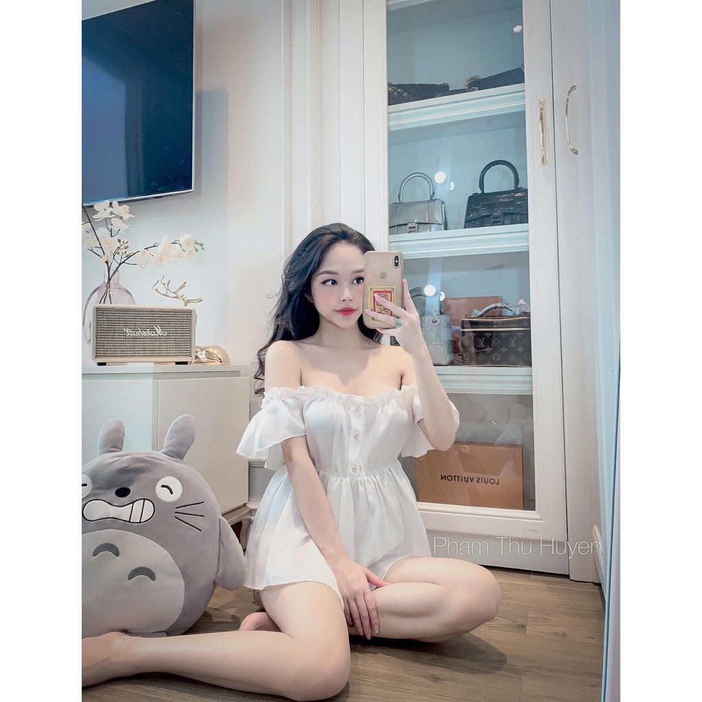 SET BỘ LỤA ÁO TRỄ VAI QUẦN ĐÙI MÀU TRẮNG HỒNG XÁM ULZZANG