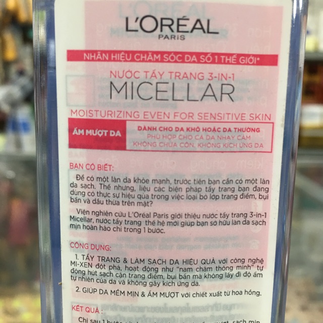 Nước Tẩy Trang Dưỡng Ẩm L'Oréal Micellar Water Moisturizing 400ml