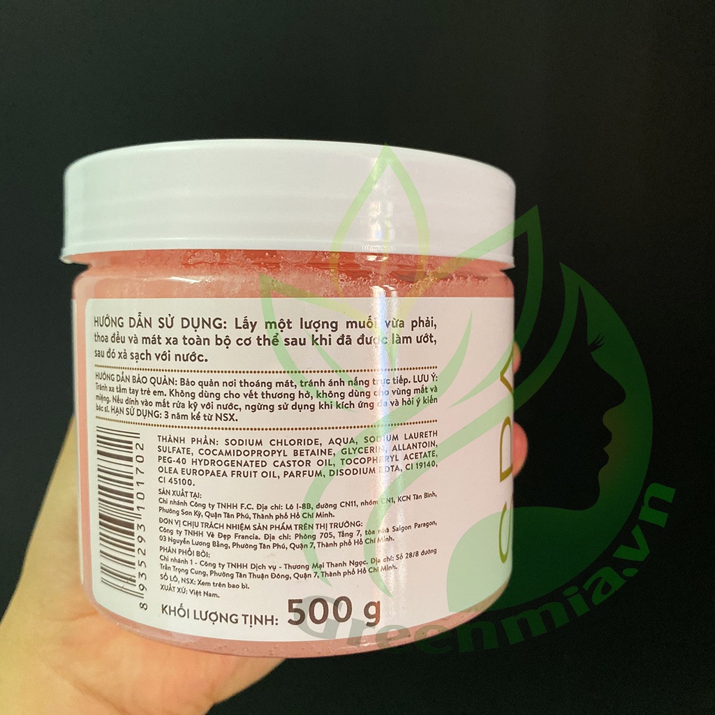 Tẩy Tế Bào Da Chết Body Cơ Thể Muối Tắm Chiết Xuất Quả Olive Felina Salt Glow Himalaya Olive 500g Làm Sạch Da Mịn Màng