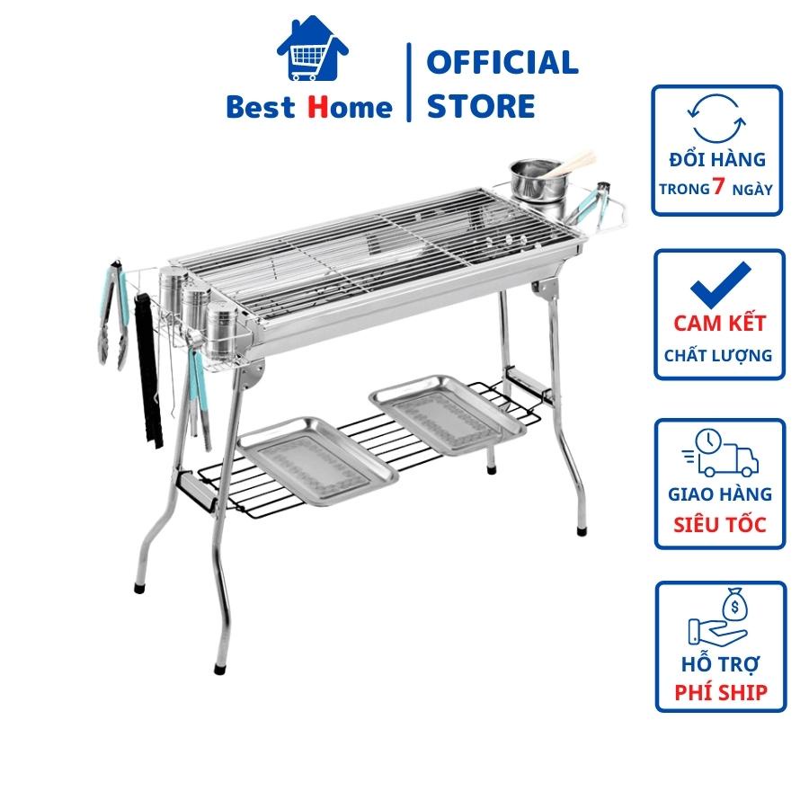 Bếp Nướng Than Hoa BQQ Ngoài Trời Gấp Gọn Bằng Thép Không Gỉ Sử Dụng Đi Cắm Trại Dã Ngoại Picnic Đủ Bộ Phụ Kiện Đi Kèm