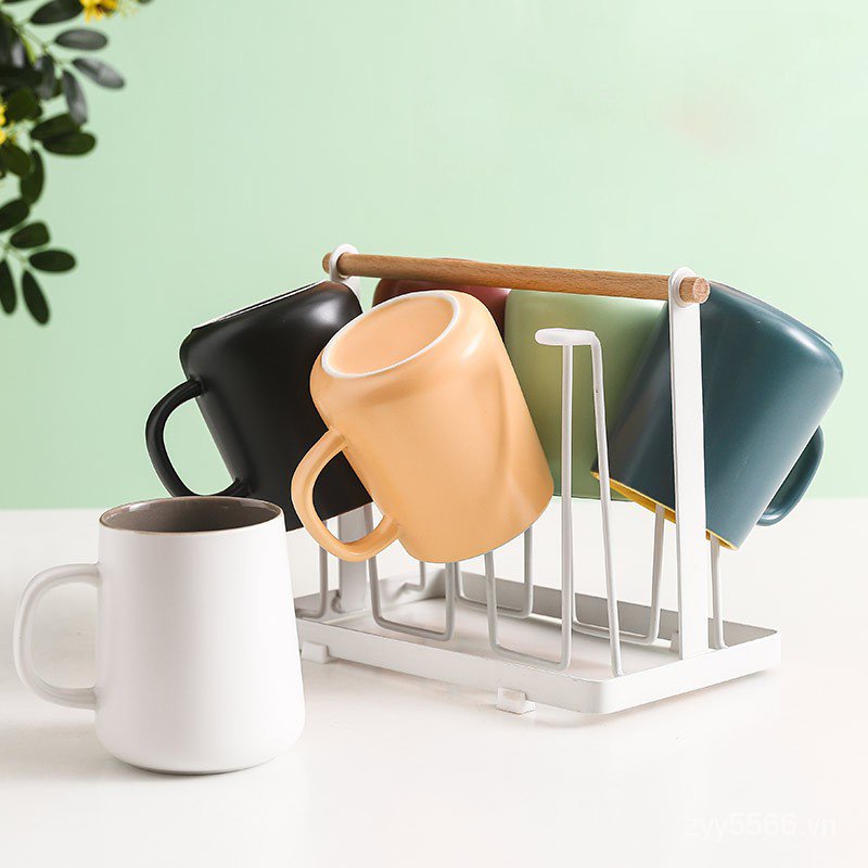 Insight《insTại Chỗ》Cốc Nước Màu Sang Trọng Bộ Thời Trang Phong Cách Morandi Cốc Gốm Sứ Đẹp Và Thiết Thực Cho Văn Phòng Dung Tích Lớn Cốc Trà Sáng Tạo Phòng Khách Đơn Giản Gia Dụng6Cốc Sứ Uống Nước, Cốc Kết Cấu