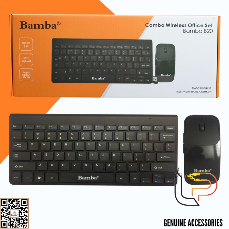 Bộ phím chuột mini không dây BAMBA B20 - Keyboard + Mouse Không Dây Mini BAMBA B20