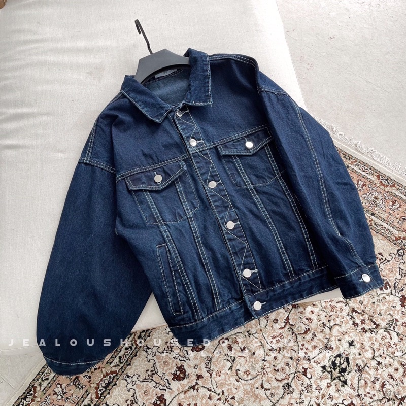 Áo khoác bò, áo khoác denim chỉ trắng 2 túi ngực 5714