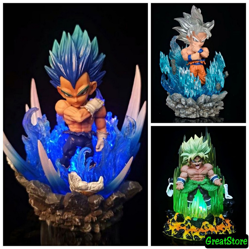 ( CÓ SẴN ) Mô Hình Dragon Ball Super Saiya SonGoKu, Vegeta, Broly Q size có đèn chiếu sáng