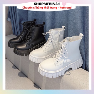 Boot Cổ Lỡ Dây Buộc Kéo Khóa Cạnh Hàn Quốc Đế Bự Sóng Răng Cưa D15