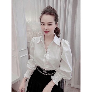 Áo sơ mi trắng tay bo chun
