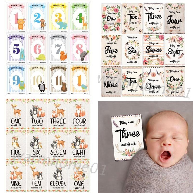 Set 12 Tấm Thiệp Tháng Tuổi Cho Bé Chụp Ảnh