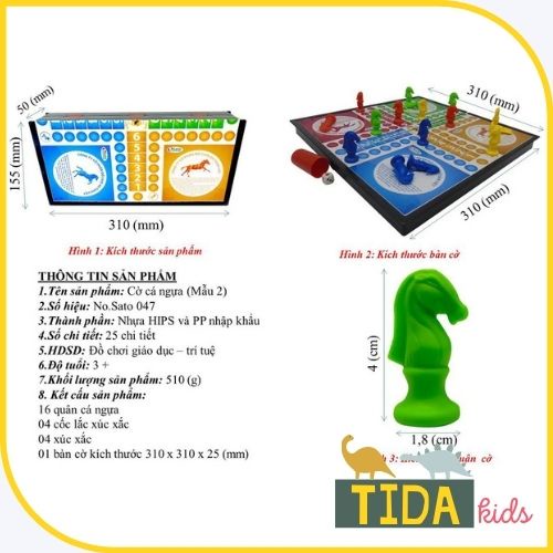 Cờ Cá Ngựa Sato ⚡ HOT TREND ⚡ Đồ Chơi Cờ Đua Ngựa, Có Hộp Đựng Board Game, Đồ Chơi Giải Trí TiDa Kids Shop