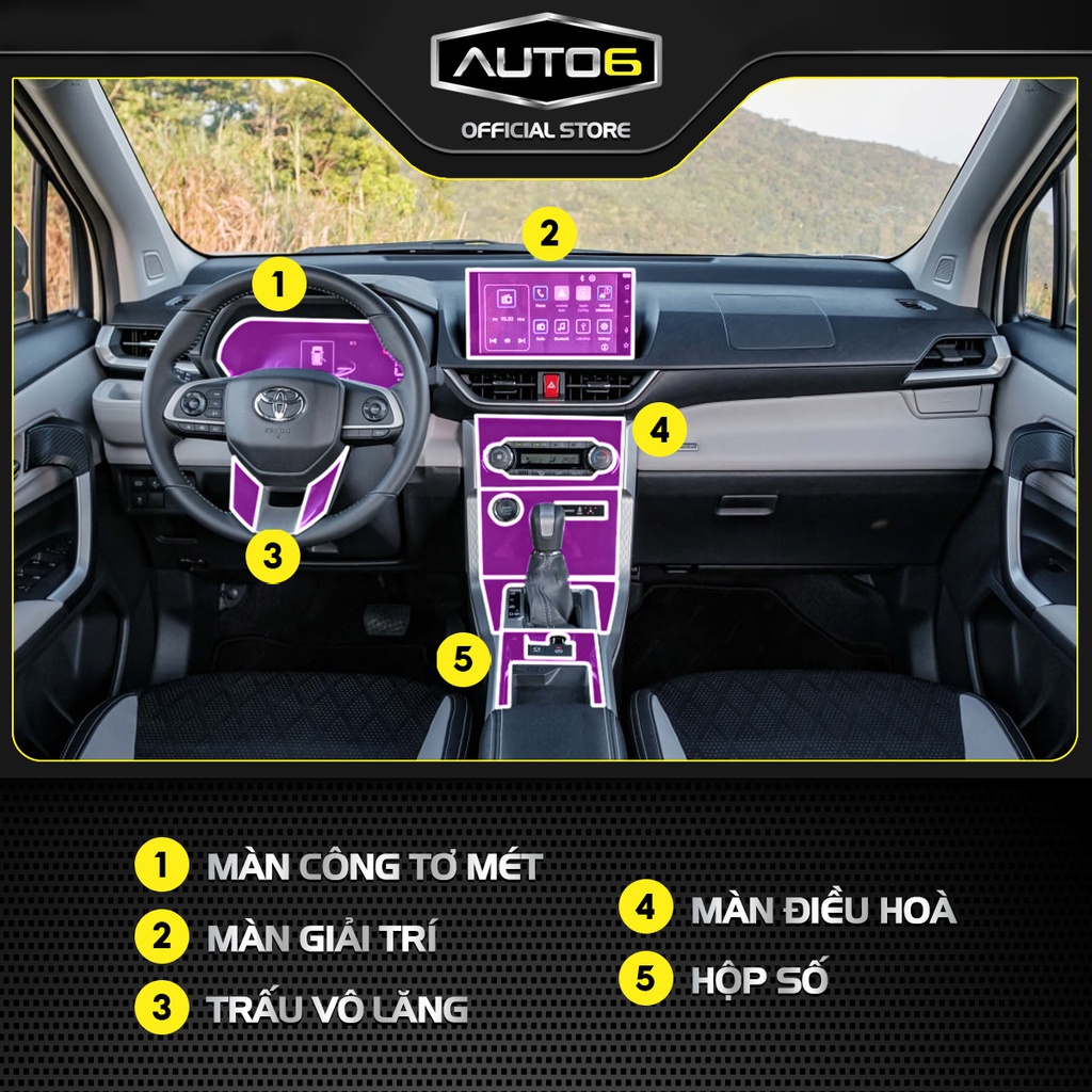 TOYOTA VELOZ: Film PPF CAO CẤP dán xe Trong suốt, chống xước và che mờ vết xước nội thất ô tô - AUTO6